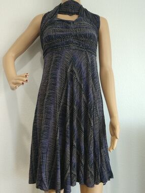 Plenty by Tracy Reese Black & Purple Halter Midi Dress